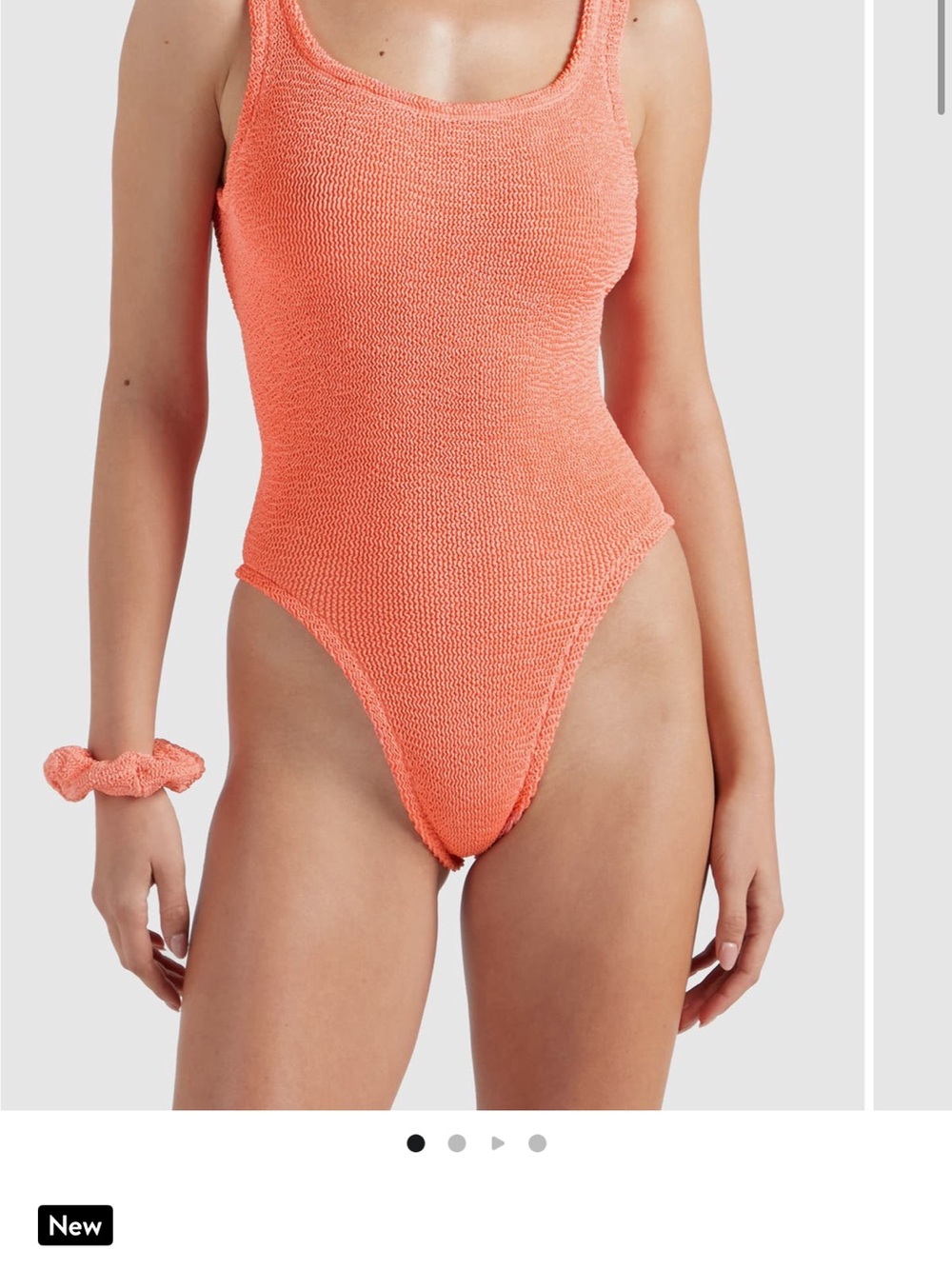 Hunza G Metallic Coral Textured Scoop One-Piece NWT